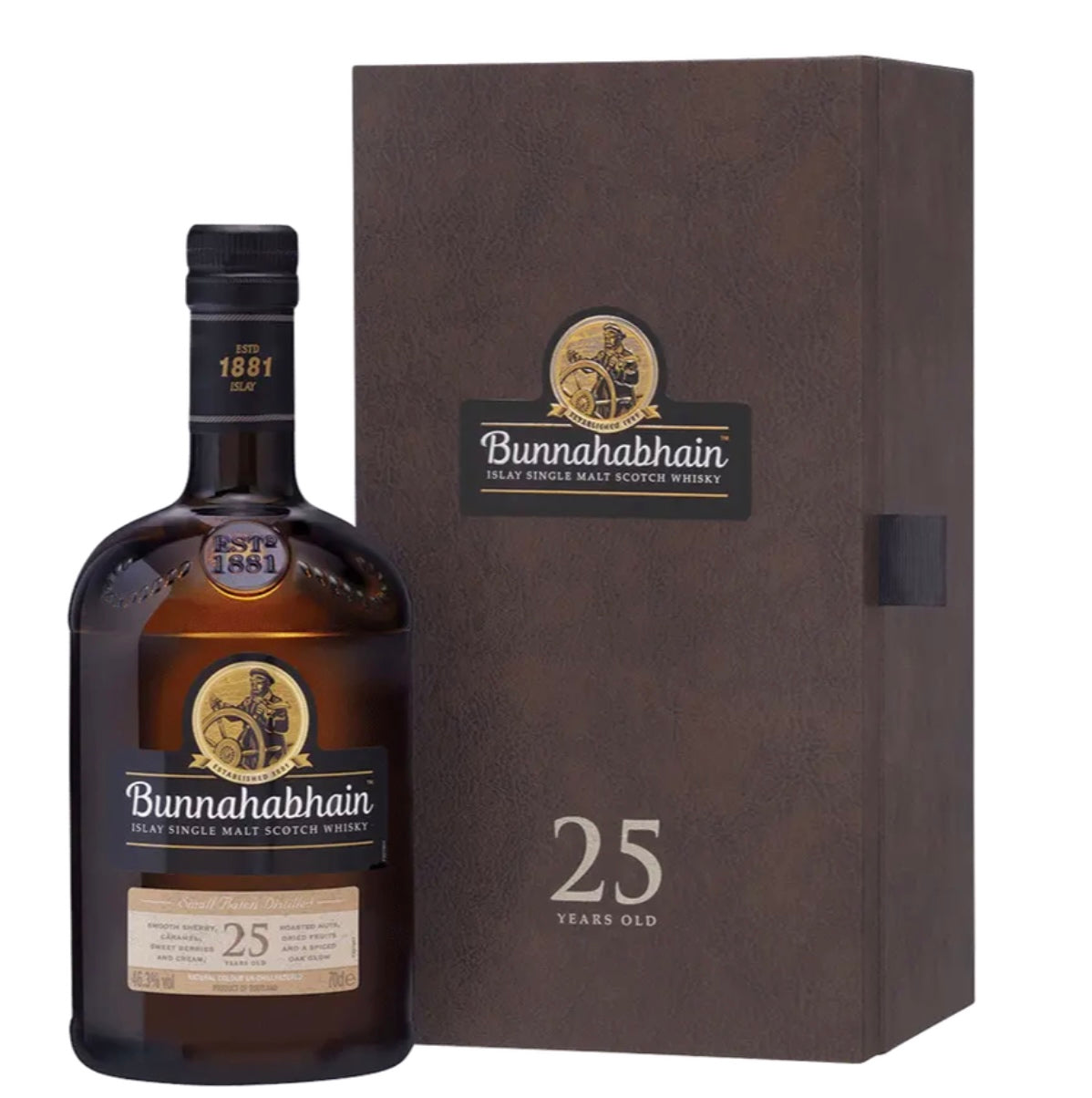 Bunnahabhain 25 year old single malt scotch whiskey - Personalized with yacht name